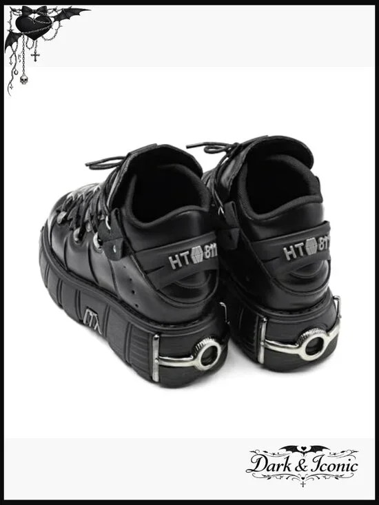 Women's Platform Combat Boots Lace-Up Ankle Boots Waterproof Synthetic Leather - Picture 4 of 7